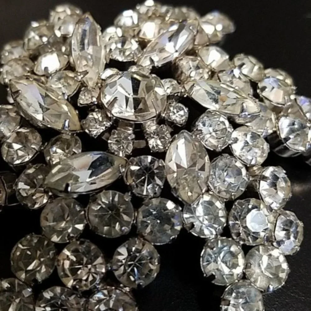 Huge Vintage Rhinestone Pinwheel Brooch